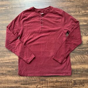 Goodfellow & Co 100% Cotton Men’s Vintage Red Long Sleeve Henley
